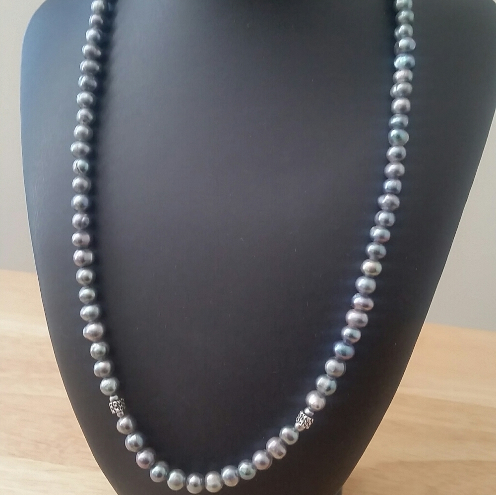 Honora pearl necklace 21"grey tone